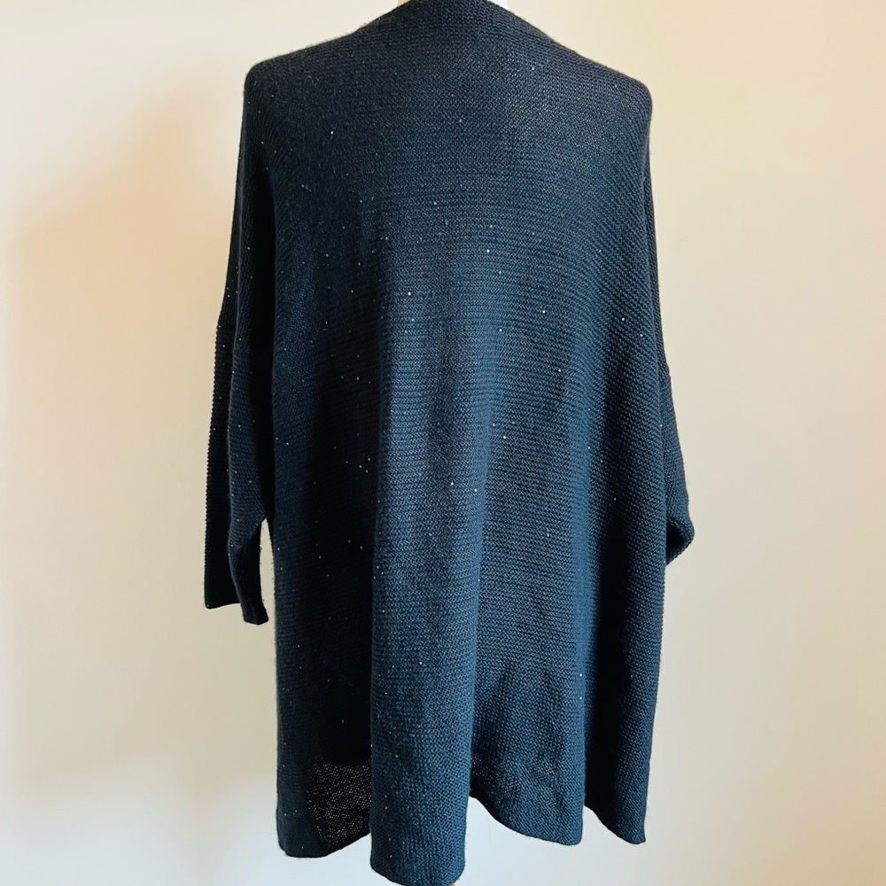 Eskandar Open Front Oversized Black Cardigan Lagenlook One Size - Picture 5 of 6